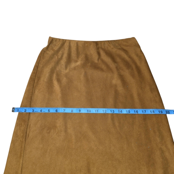 Brochu Walker Faux Suede A-Line Midi Skirt | Brown | XS - Picture 6 of 11